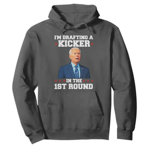 Funny Fantasy Football Hoodie Joe Biden Confused Drafting Kicker Draft Party TS10 Dark Heather Print Your Wear