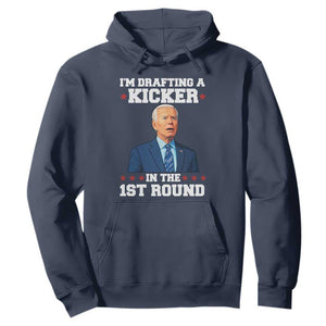 Funny Fantasy Football Hoodie Joe Biden Confused Drafting Kicker Draft Party TS10 Navy Print Your Wear