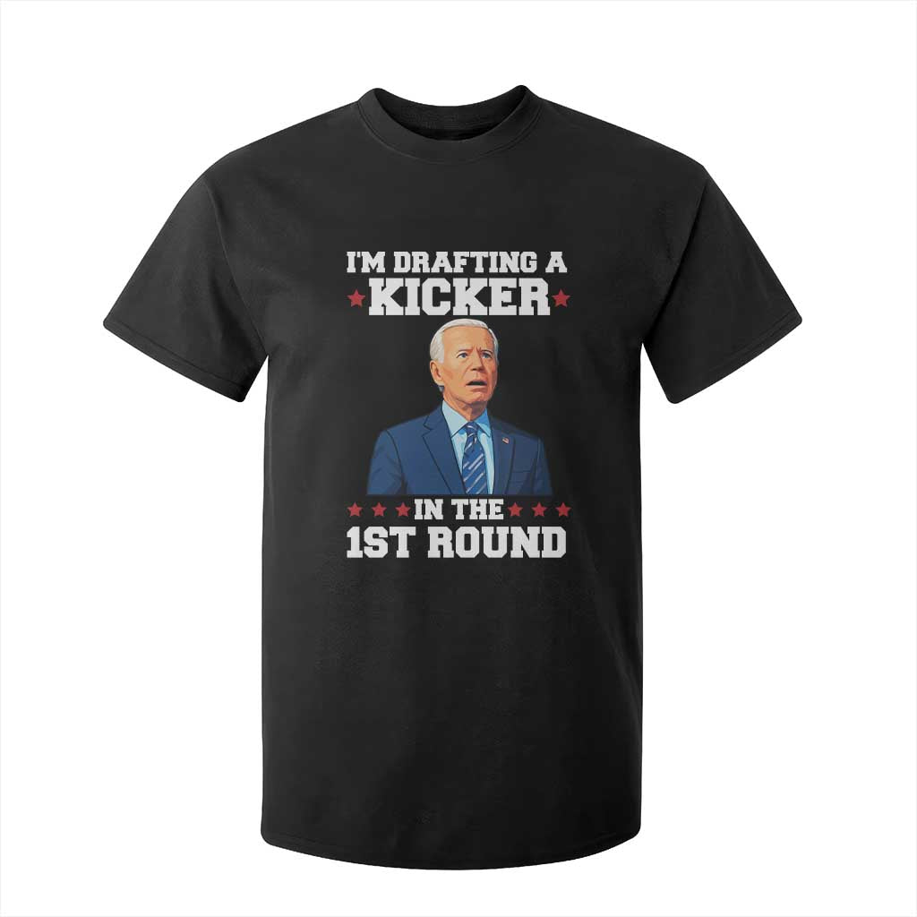 Funny Fantasy Football T Shirt For Kid Joe Biden Confused Drafting Kicker Draft Party TS10 Black Print Your Wear