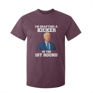 Funny Fantasy Football T Shirt For Kid Joe Biden Confused Drafting Kicker Draft Party TS10 Maroon Print Your Wear