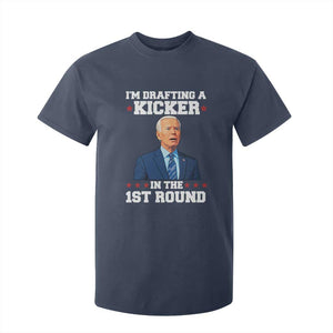 Funny Fantasy Football T Shirt For Kid Joe Biden Confused Drafting Kicker Draft Party TS10 Navy Print Your Wear