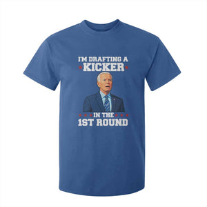 Funny Fantasy Football T Shirt For Kid Joe Biden Confused Drafting Kicker Draft Party TS10 Royal Blue Print Your Wear