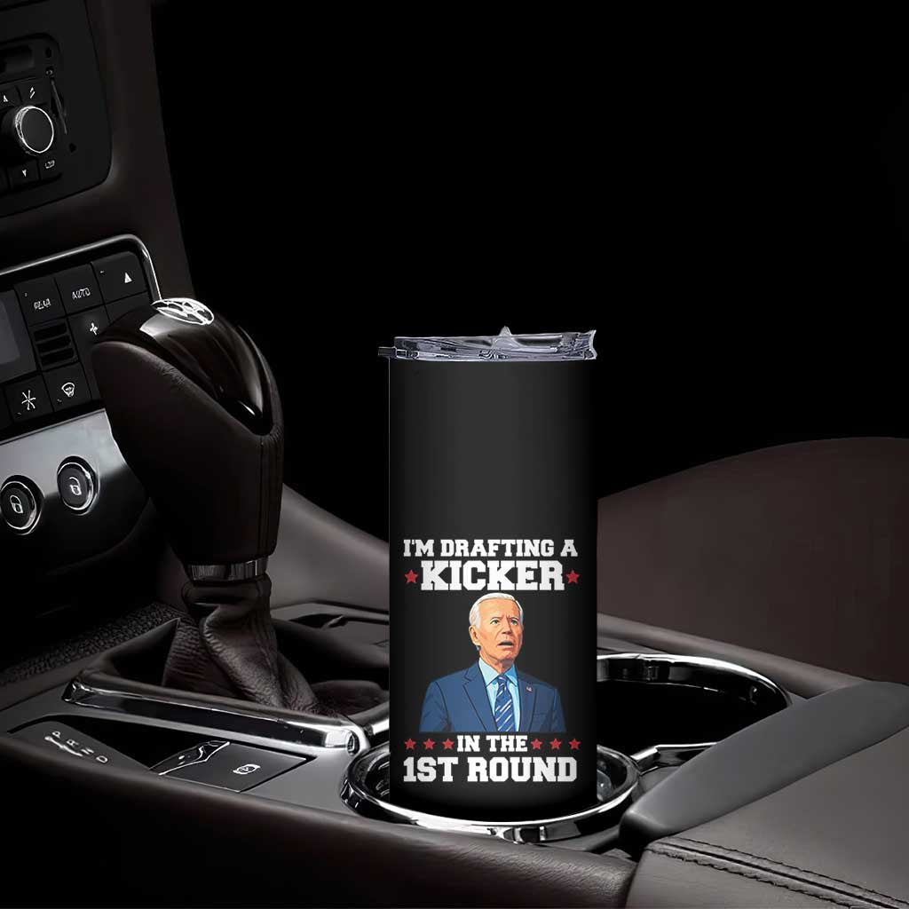 Funny Fantasy Football Skinny Tumbler Joe Biden Confused Drafting Kicker Draft Party TS10 Print Your Wear