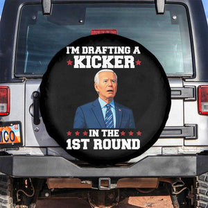 Funny Fantasy Football Spare Tire Cover Joe Biden Confused Drafting Kicker Draft Party TS10 No hole Black Print Your Wear