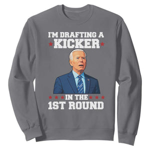 Funny Fantasy Football Sweatshirt Joe Biden Confused Drafting Kicker Draft Party TS10 Charcoal Print Your Wear