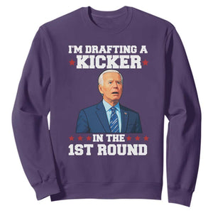 Funny Fantasy Football Sweatshirt Joe Biden Confused Drafting Kicker Draft Party TS10 Purple Print Your Wear