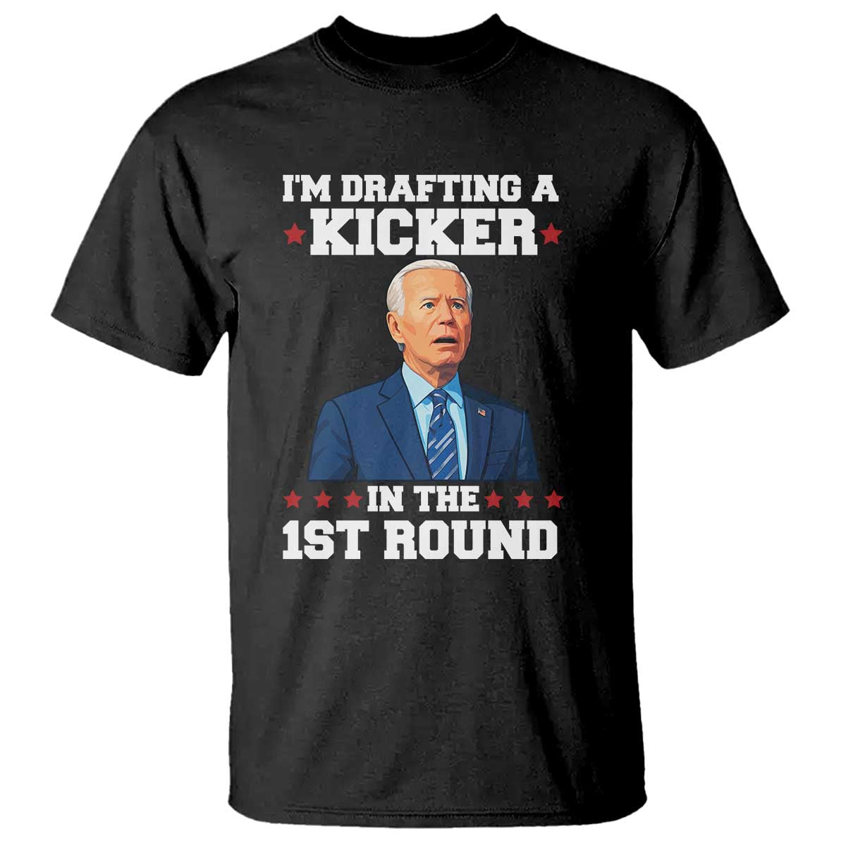 Funny Fantasy Football T Shirt Joe Biden Confused Drafting Kicker Draft Party TS10 Black Print Your Wear