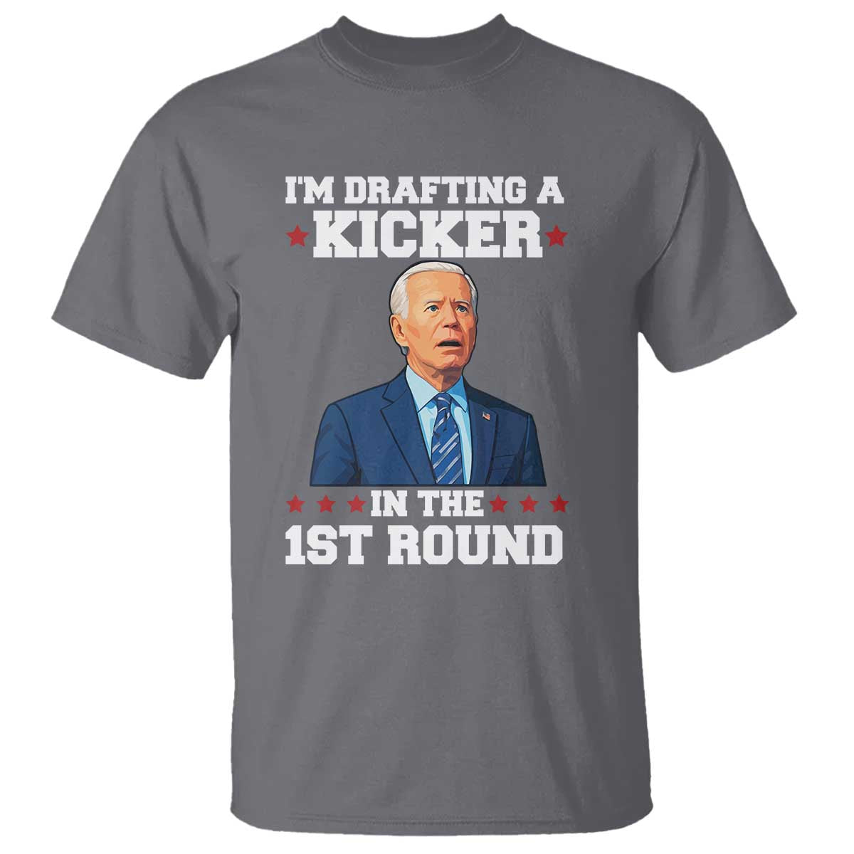 Funny Fantasy Football T Shirt Joe Biden Confused Drafting Kicker Draft Party TS10 Charcoal Print Your Wear