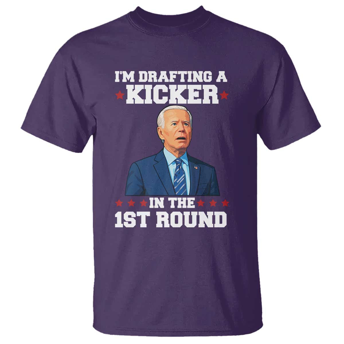 Funny Fantasy Football T Shirt Joe Biden Confused Drafting Kicker Draft Party TS10 Purple Print Your Wear