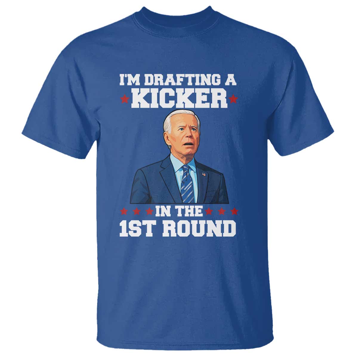 Funny Fantasy Football T Shirt Joe Biden Confused Drafting Kicker Draft Party TS10 Royal Blue Print Your Wear
