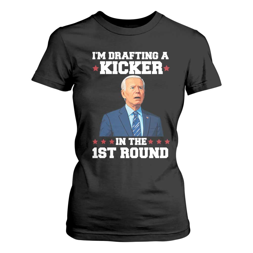 Funny Fantasy Football T Shirt For Women Joe Biden Confused Drafting Kicker Draft Party TS10 Black Print Your Wear