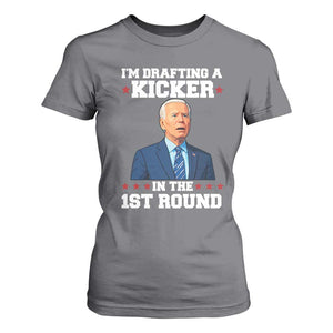 Funny Fantasy Football T Shirt For Women Joe Biden Confused Drafting Kicker Draft Party TS10 Charcoal Print Your Wear