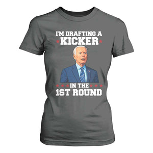 Funny Fantasy Football T Shirt For Women Joe Biden Confused Drafting Kicker Draft Party TS10 Dark Heather Print Your Wear