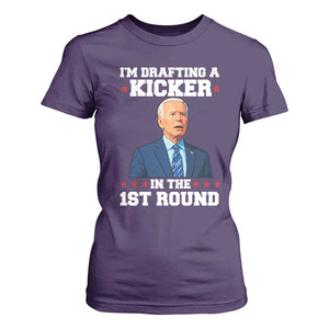 Funny Fantasy Football T Shirt For Women Joe Biden Confused Drafting Kicker Draft Party TS10 Purple Print Your Wear