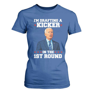 Funny Fantasy Football T Shirt For Women Joe Biden Confused Drafting Kicker Draft Party TS10 Royal Blue Print Your Wear