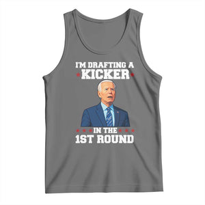 Funny Fantasy Football Tank Top Joe Biden Confused Drafting Kicker Draft Party TS10 Black Heather Print Your Wear