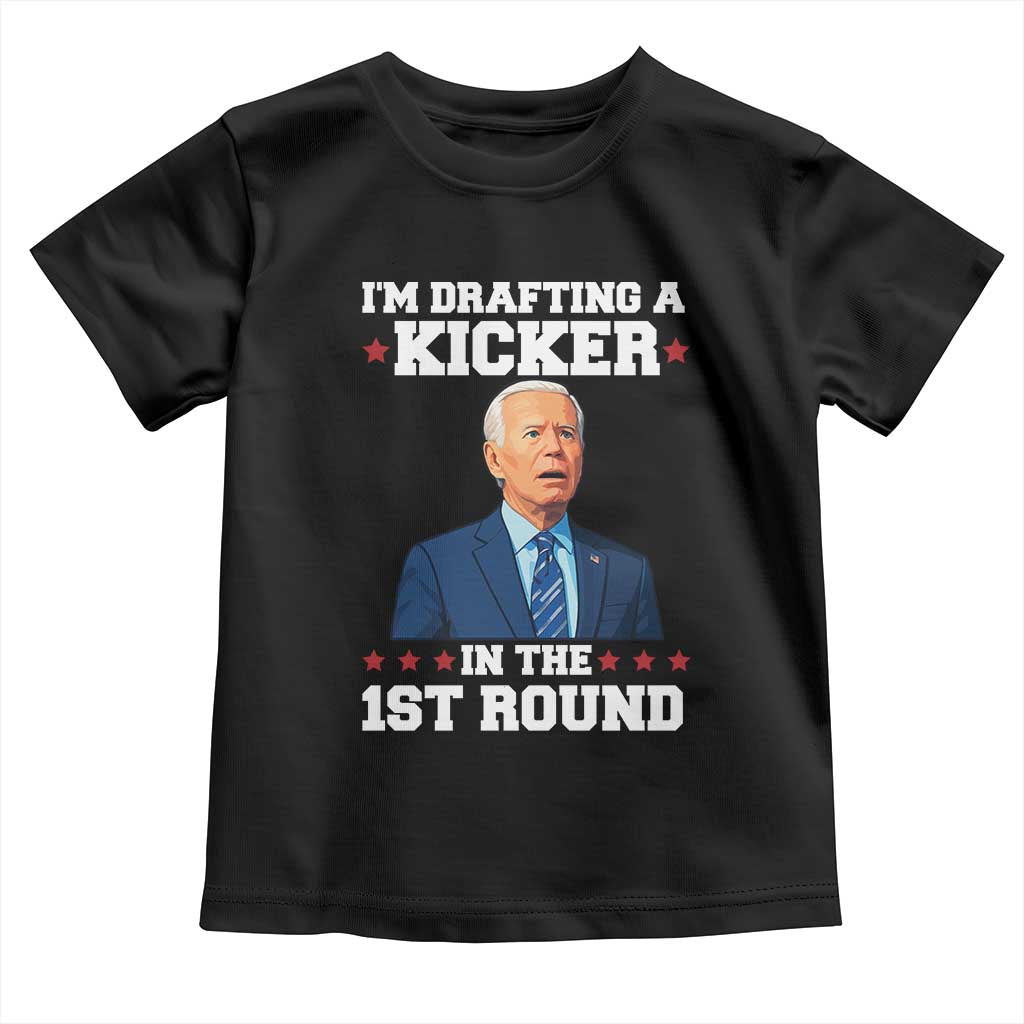 Funny Fantasy Football Toddler T Shirt Joe Biden Confused Drafting Kicker Draft Party TS10 Black Print Your Wear