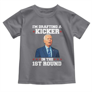 Funny Fantasy Football Toddler T Shirt Joe Biden Confused Drafting Kicker Draft Party TS10 Charcoal Print Your Wear