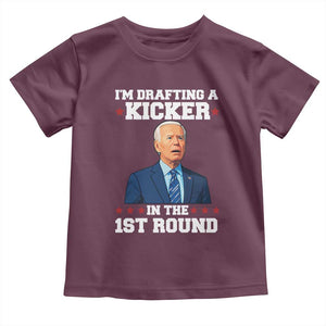 Funny Fantasy Football Toddler T Shirt Joe Biden Confused Drafting Kicker Draft Party TS10 Maroon Print Your Wear