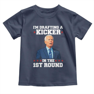 Funny Fantasy Football Toddler T Shirt Joe Biden Confused Drafting Kicker Draft Party TS10 Navy Print Your Wear