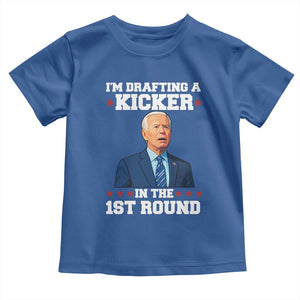 Funny Fantasy Football Toddler T Shirt Joe Biden Confused Drafting Kicker Draft Party TS10 Royal Blue Print Your Wear