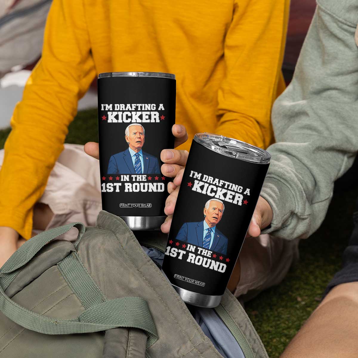 Funny Fantasy Football Tumbler Cup Joe Biden Confused Drafting Kicker Draft Party TS10 Print Your Wear