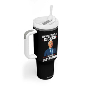 Funny Fantasy Football Tumbler With Handle Joe Biden Confused Drafting Kicker Draft Party TS10 Print Your Wear