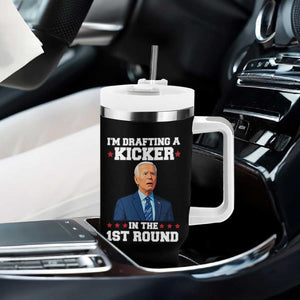 Funny Fantasy Football Tumbler With Handle Joe Biden Confused Drafting Kicker Draft Party TS10 Print Your Wear