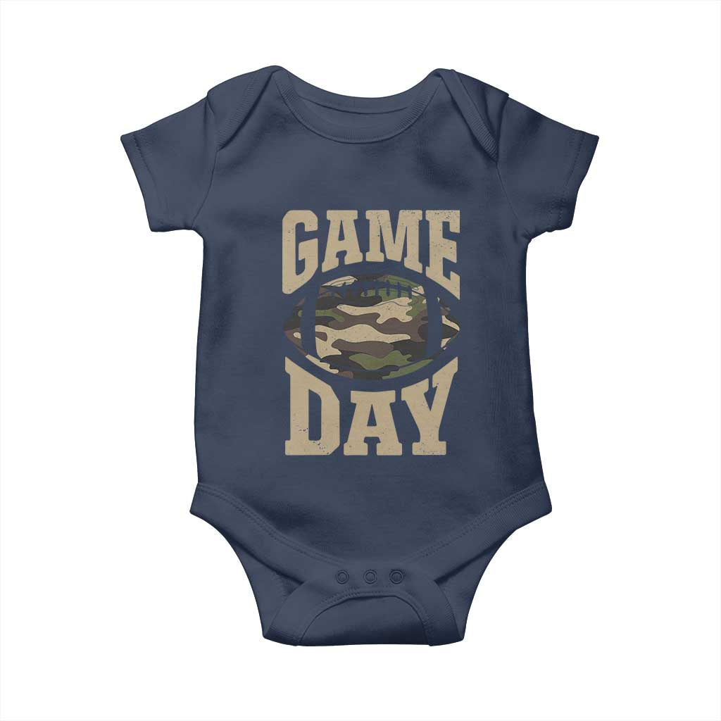 Game Day Football Baby Onesie Funny Sunday Retro Camo Camouflage TS10 Navy Print Your Wear
