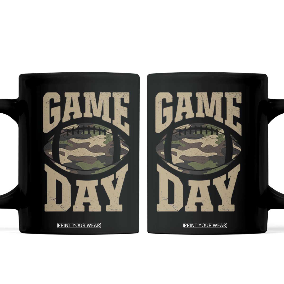 Game Day Football Coffee Mug Funny Sunday Retro Camo Camouflage TS10 Black Print Your Wear
