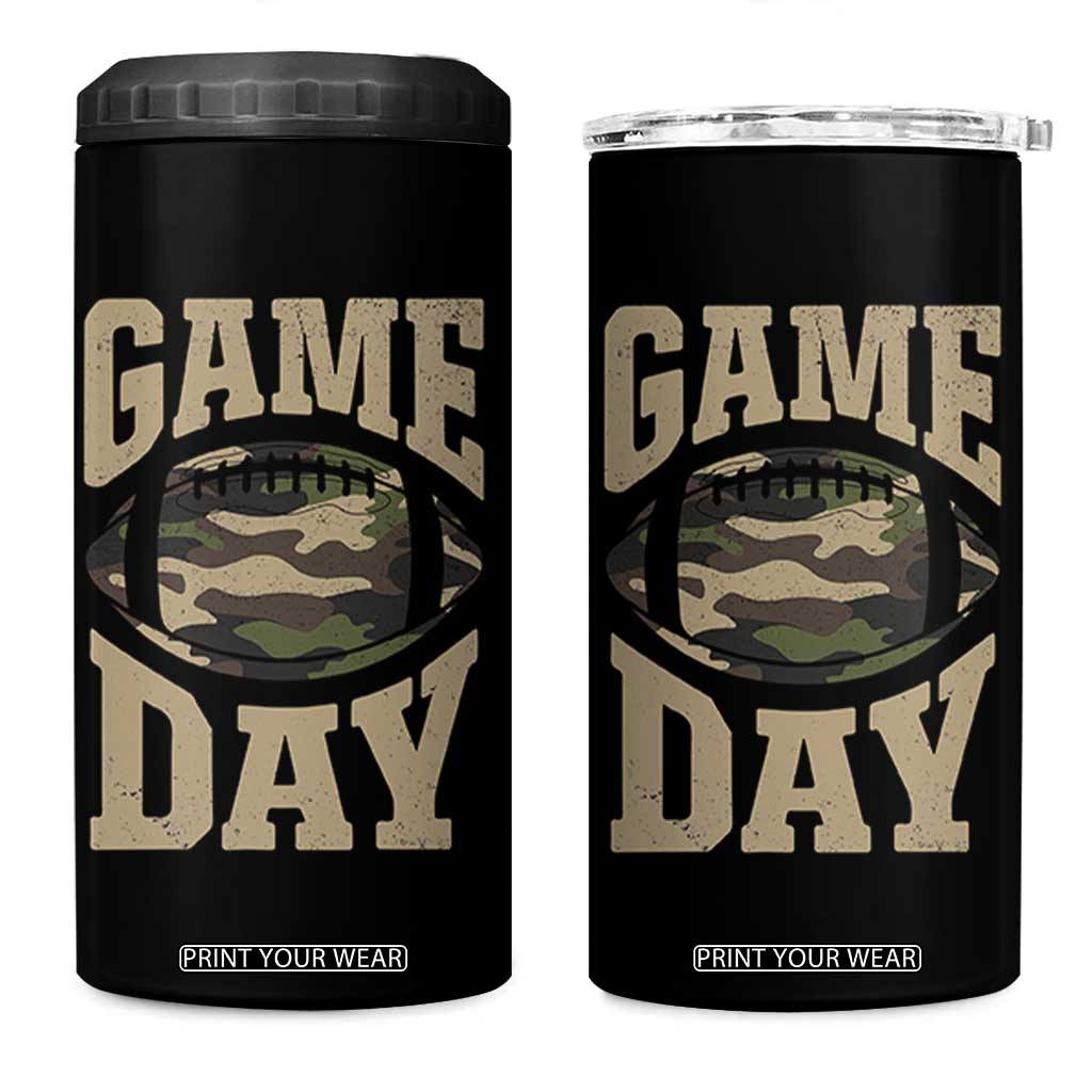Game Day Football 4 in 1 Can Cooler Tumbler Funny Sunday Retro Camo Camouflage TS10 One Size: 16 oz Black Print Your Wear