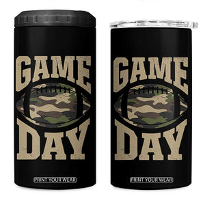 Game Day Football 4 in 1 Can Cooler Tumbler Funny Sunday Retro Camo Camouflage TS10 One Size: 16 oz Black Print Your Wear