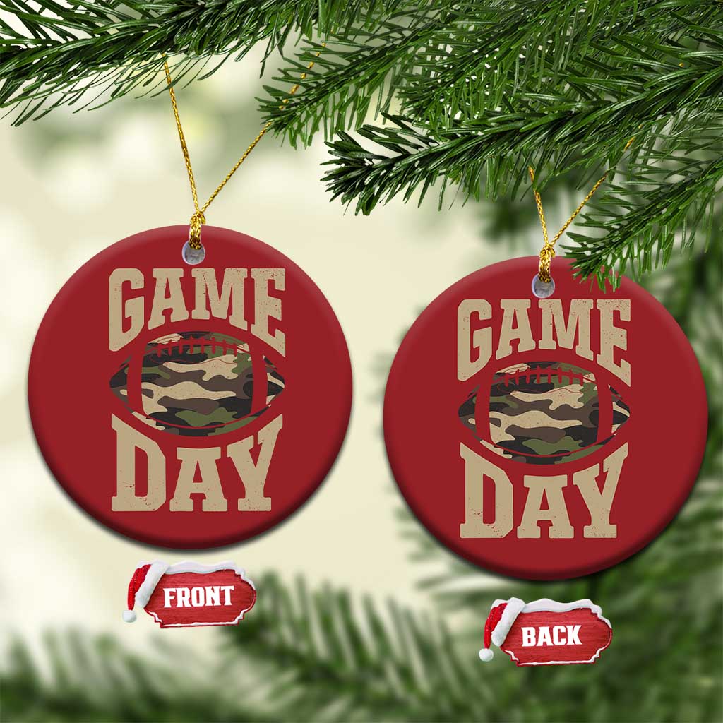 Game Day Football Christmas Ornament Funny Sunday Retro Camo Camouflage TS10 Circle Red Print Your Wear