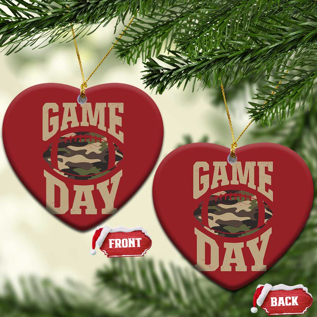 Game Day Football Christmas Ornament Funny Sunday Retro Camo Camouflage TS10 Heart Red Print Your Wear