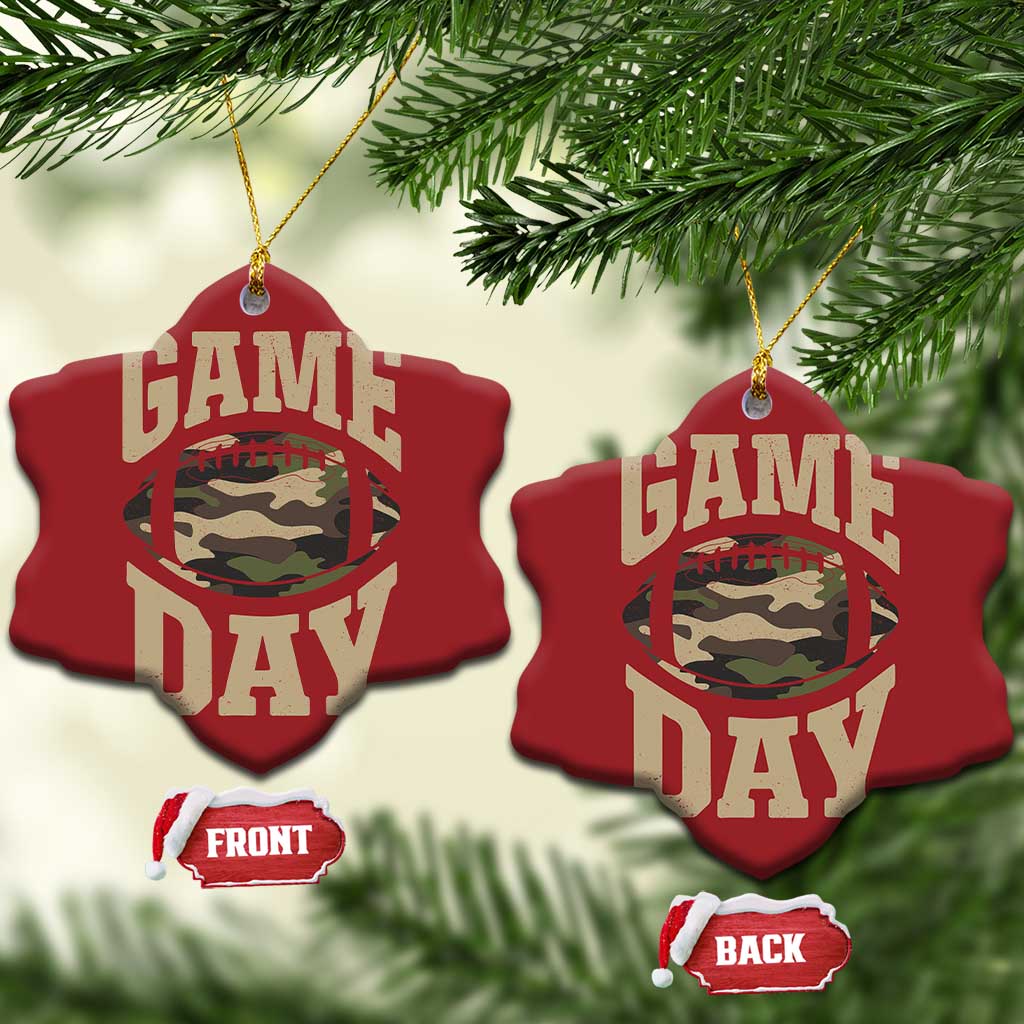 Game Day Football Christmas Ornament Funny Sunday Retro Camo Camouflage TS10 Snow Flake Red Print Your Wear