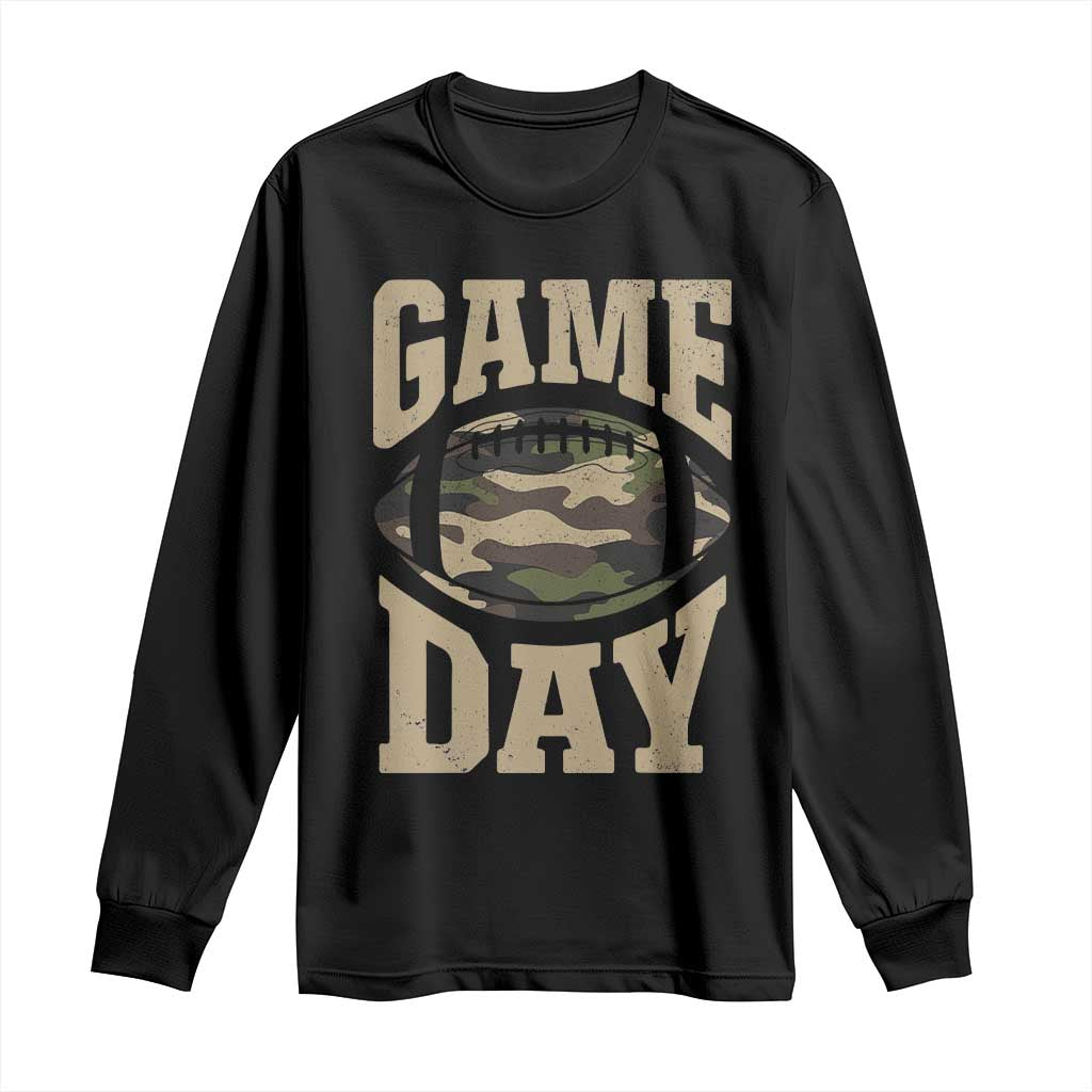 Game Day Football Long Sleeve Shirt Funny Sunday Retro Camo Camouflage TS10 Black Print Your Wear