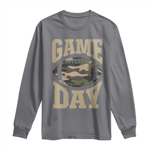Game Day Football Long Sleeve Shirt Funny Sunday Retro Camo Camouflage TS10 Charcoal Print Your Wear