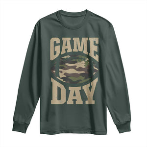 Game Day Football Long Sleeve Shirt Funny Sunday Retro Camo Camouflage TS10 Dark Forest Green Print Your Wear