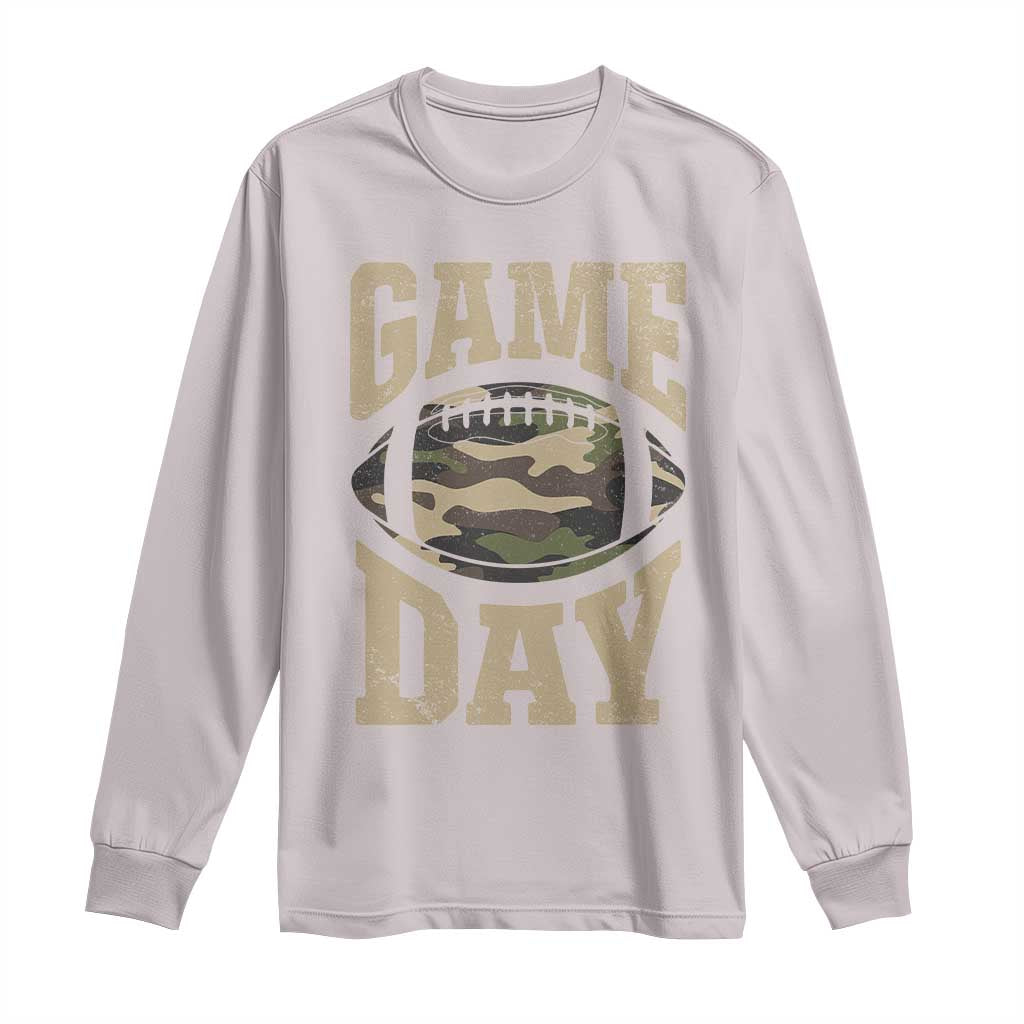 Game Day Football Long Sleeve Shirt Funny Sunday Retro Camo Camouflage TS10 Ice Gray Print Your Wear