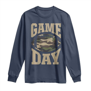 Game Day Football Long Sleeve Shirt Funny Sunday Retro Camo Camouflage TS10 Navy Print Your Wear