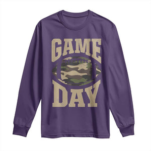 Game Day Football Long Sleeve Shirt Funny Sunday Retro Camo Camouflage TS10 Purple Print Your Wear