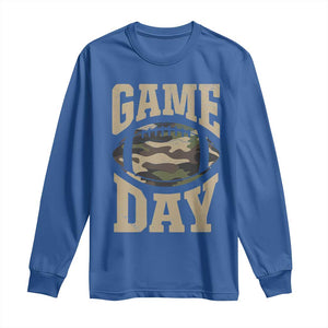 Game Day Football Long Sleeve Shirt Funny Sunday Retro Camo Camouflage TS10 Royal Blue Print Your Wear