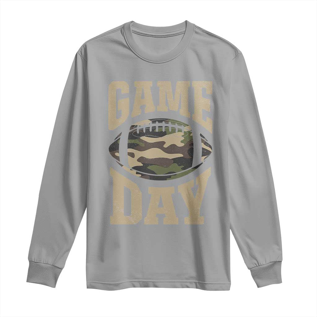 Game Day Football Long Sleeve Shirt Funny Sunday Retro Camo Camouflage TS10 Sport Gray Print Your Wear