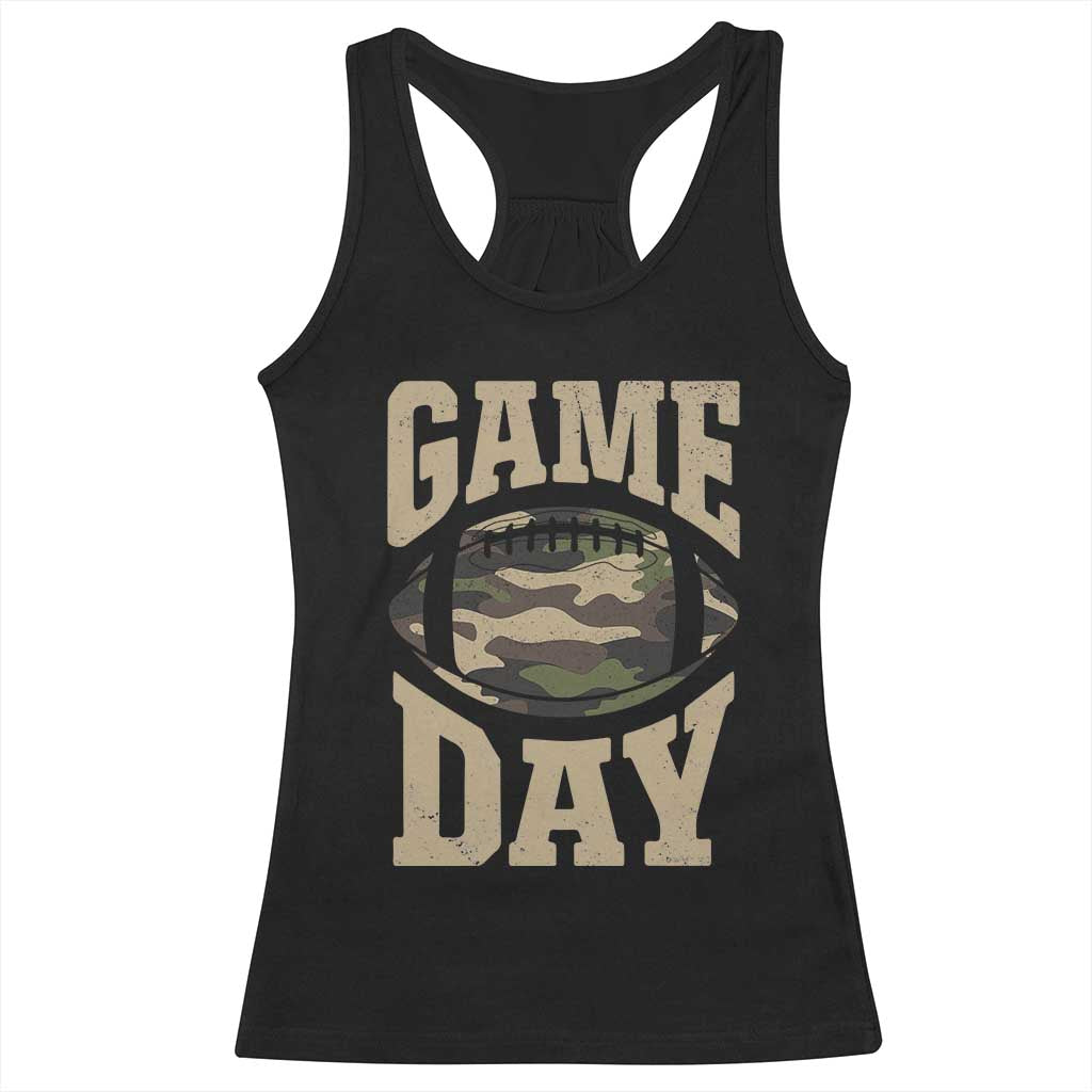 Game Day Football Racerback Tank Top Funny Sunday Retro Camo Camouflage TS10 Black Print Your Wear