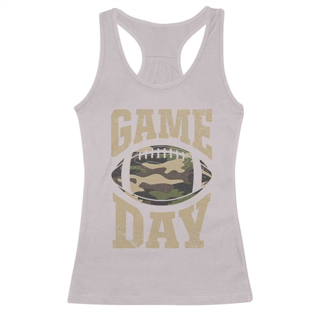 Game Day Football Racerback Tank Top Funny Sunday Retro Camo Camouflage TS10 Ice Gray Print Your Wear