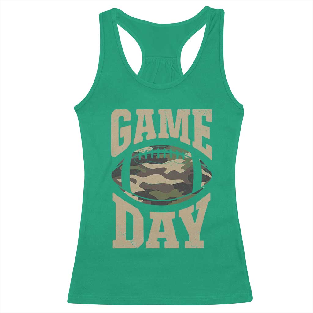 Game Day Football Racerback Tank Top Funny Sunday Retro Camo Camouflage TS10 Irish Green Print Your Wear