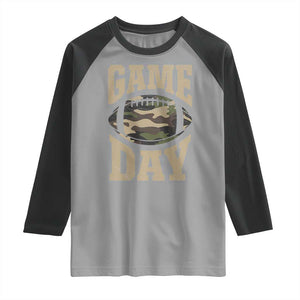 Game Day Football Raglan Shirt Funny Sunday Retro Camo Camouflage TS10 Sport Gray Black Print Your Wear