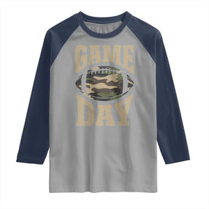 Game Day Football Raglan Shirt Funny Sunday Retro Camo Camouflage TS10 Sport Gray Navy Print Your Wear