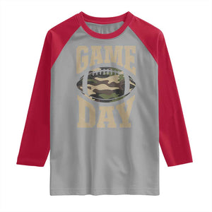 Game Day Football Raglan Shirt Funny Sunday Retro Camo Camouflage TS10 Sport Gray Red Print Your Wear