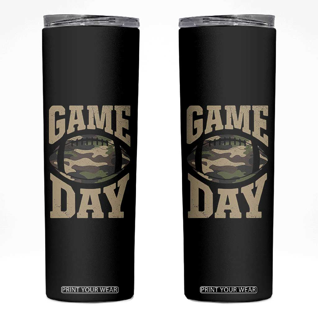 Game Day Football Skinny Tumbler Funny Sunday Retro Camo Camouflage TS10 Black Print Your Wear